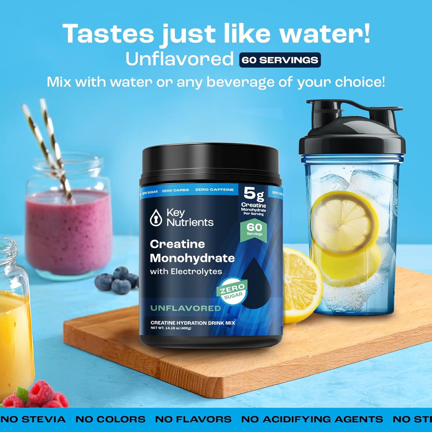 Key Nutrients Creatine Monohydrate Powder + Electrolytes, 5000Mg Creatine Powder, Micronized Creatine Monohydrate, Creapure Creatine For Muscle Building & Workout Recovery - 60 Servings, Made In Usa : Health & Household