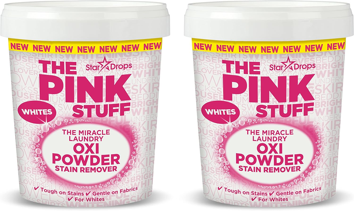Stardrops - The Pink Stuff - The Miracle Laundry Oxi Powder Stain Remover For White’s Bundle (2 Whites Powder)