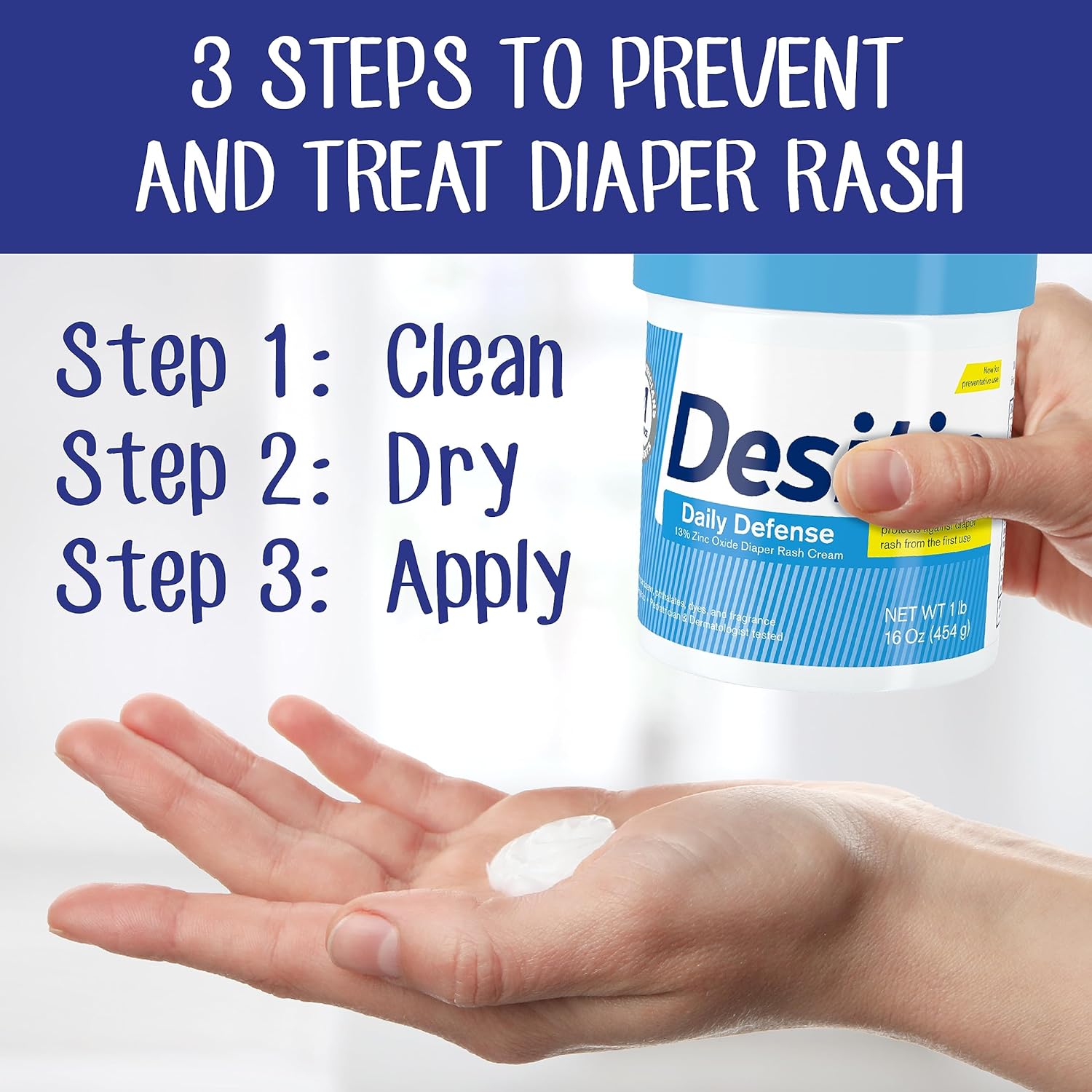 Desitin Daily Defense Baby Diaper Rash Cream with 13% Zinc Oxide, Barrier Cream to Treat, Relieve & Prevent Diaper Rash, Hypoallergenic, Dye-, Phthalate- & Paraben-Free, 16 oz : Baby