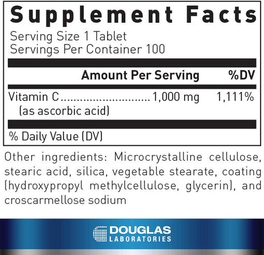 Douglas Laboratories Vitamin C | Water-Soluble Antioxidant Supplement To Support Immune Function And Normal Wound Healing* | 100 Tablets