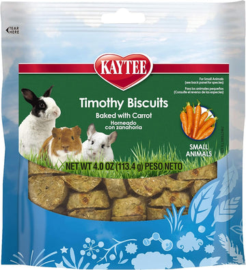 Kaytee Timothy Biscuits Baked Treat For Pet Guinea Pigs, Rabbits & Other Small Animals, Carrot, 4 Oz