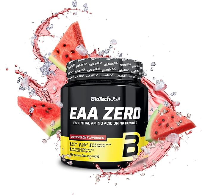 Biotechusa Eaa Zero - Essential Amino Acid Power | 7160Mg Eaa/Serving | Who Recommended Ratio | Sugar-Free, Gluten-Free, 350 G, Watermelon