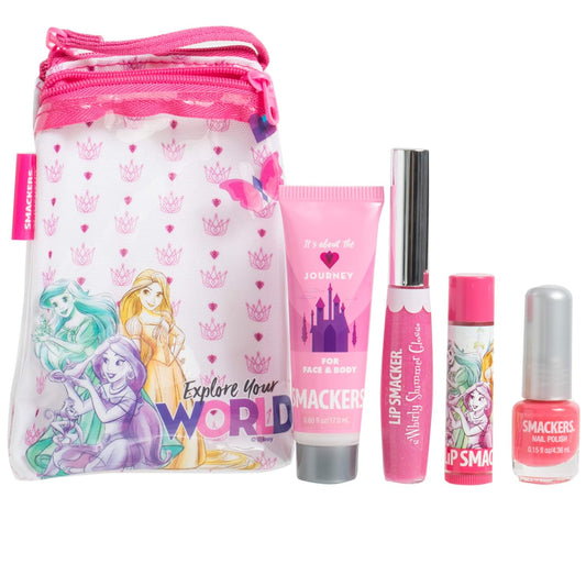 Lip Smacker Princess Glam Bag Makeup Set, Lip Balm, Lip Gloss, Nail Polish, Lotion
