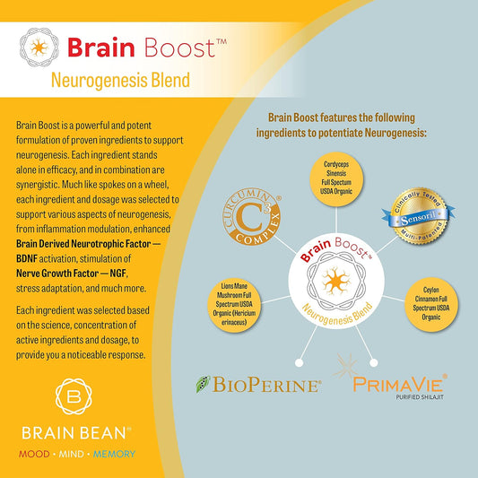 Brain Boost Capsules | With Curcumin, Cordyceps, Hericium, Ceylon Cinnamon, Purified Shilajit, And Ashwagandha | 30 Servings