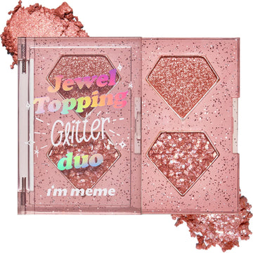 I'M Meme Glitter Eyeshadow Palette - Jewel Topping Glitter Duo | Long Lasting, 2 Shades, Fine Sparkle, 01 Rose Jewel, 0.10 Oz