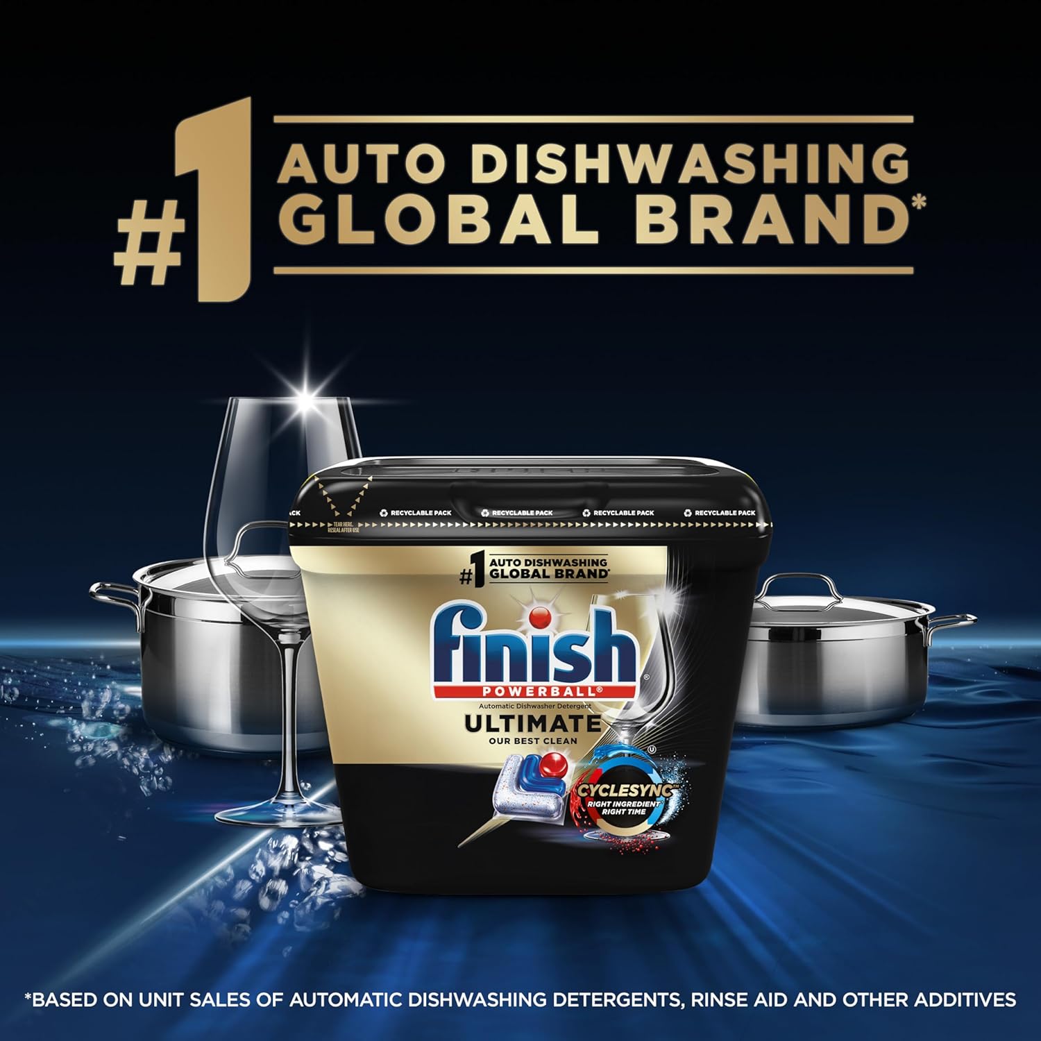 Finish Ultimate Dishwasher Pods, No Pre-Rinse Dishwasher Detergent Soap Removes Burnt-On Stain, With Cyclesync Technology, Degreasing & Scrubbing Power, 76 Count : Health & Household