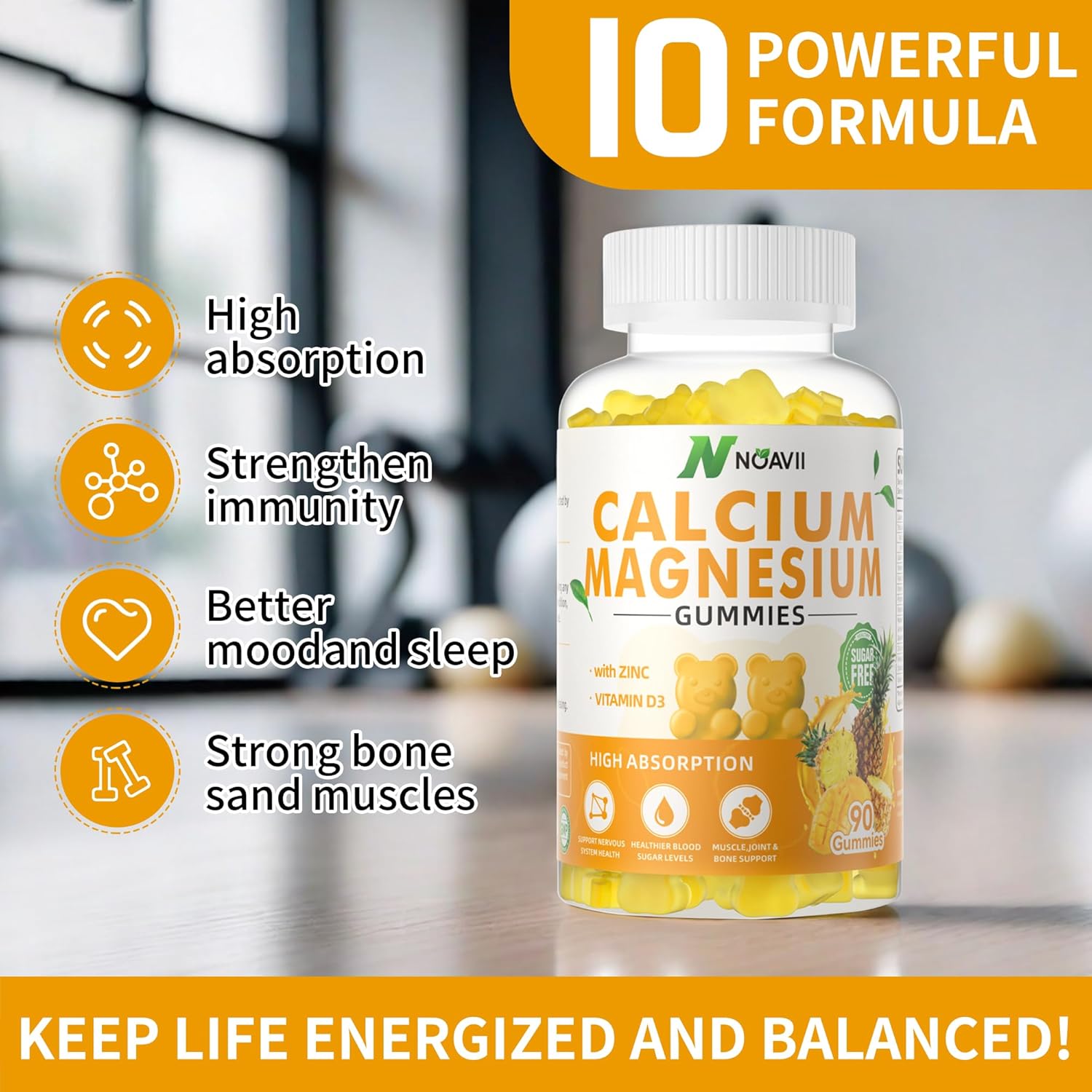 Calcium Magnesium Zinc Gummies With Vitamin D3, Ashwagandha Supplement - High Potency Enhanced Absorption - Cherry Flavor-180 Count : Health & Household