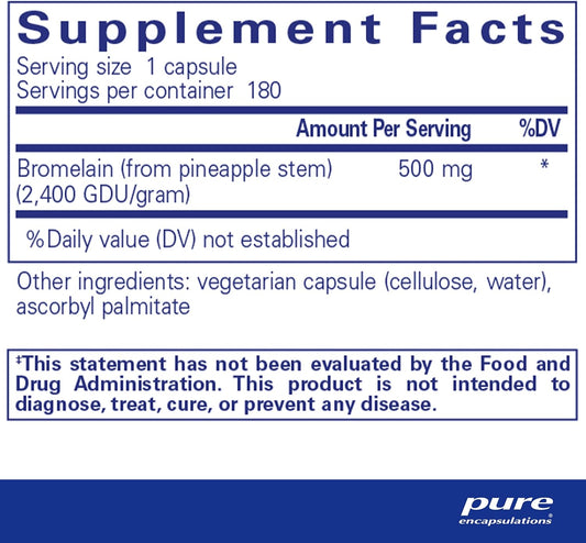 Pure Encapsulations Bromelain 2400 500 Mg - For Digestive Support & Musculoskeletal Health - Supports Joints & Muscle Recovery* - Proteolytic Enzymes - Vegan - 180 Capsules