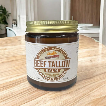 Beef Tallow Balm - 8 Oz - Organic Grass Fed - Body Butter - Moisturizing Skin Care Fragrance Free - 8 Oz