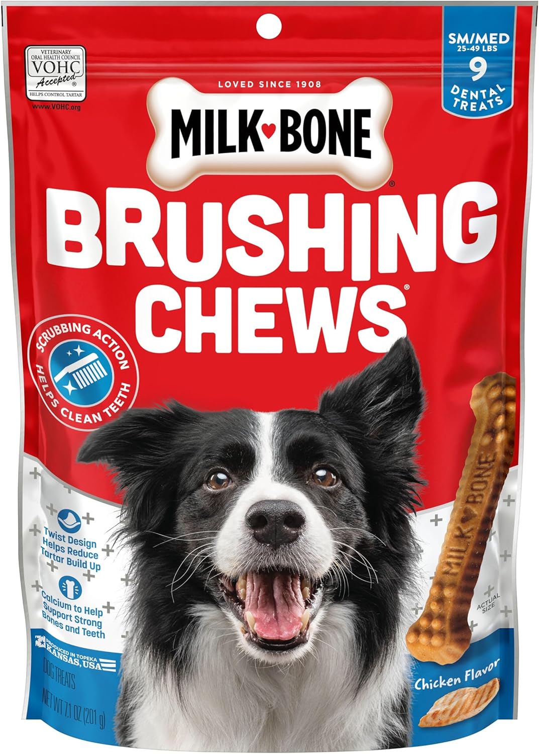 Milk-Bone Original Brushing Chews, Small/ Medium Daily Dental Dog Treats, 9 Count (Pack Of 5) Scrubbing Action Helps Clean Teeth