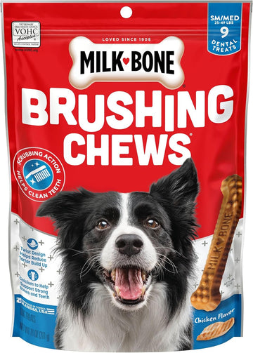 Milk-Bone Original Brushing Chews, Small/ Medium Daily Dental Dog Treats, 9 Count (Pack Of 5) Scrubbing Action Helps Clean Teeth