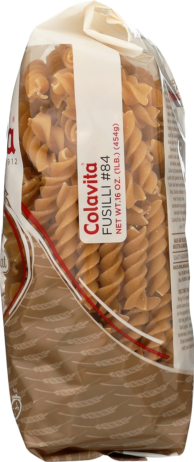 Colavita Pasta - Whole Wheat Cut Fusilli, 1 Pound - Pack of 20 : Fusilli Pasta : Grocery & Gourmet Food