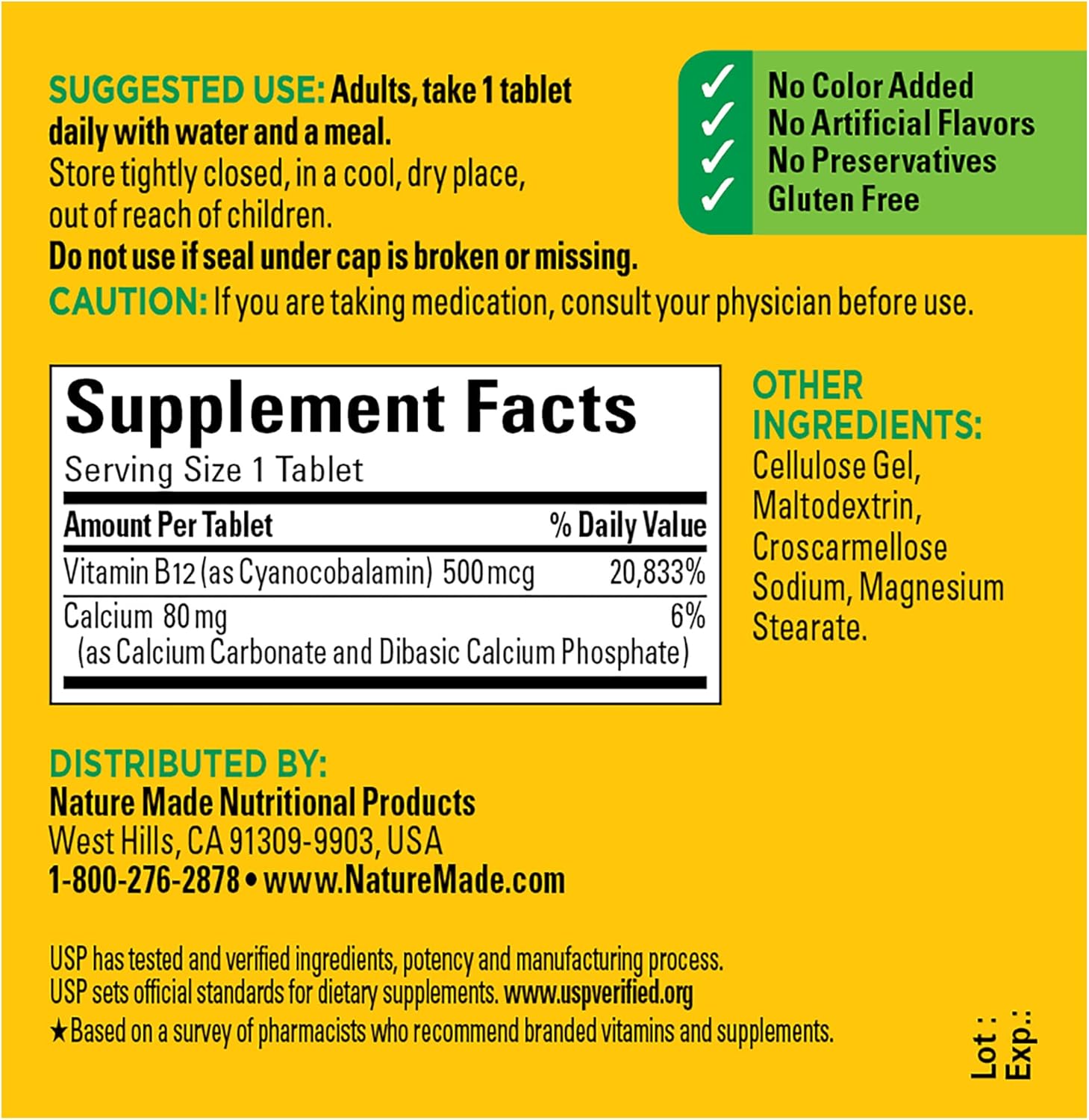 Nature Made Vitamin B12 500 Mcg, Dietary Supplement For Energy Metabolism Support, 100 Tablets, 100 Day Supply