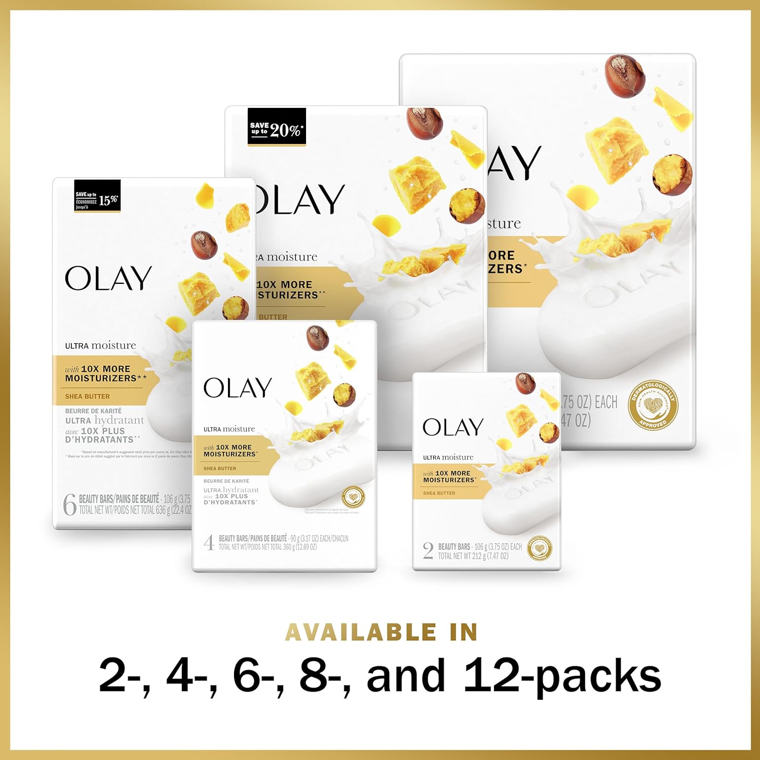 Olay Moisture Outlast Ultra Moisture Shea Butter Beauty Bar with Vitamin B3 Complex, 3.17 oz, (Pack of 12) : Beauty & Personal Care