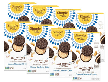 Simple Mills Cocoa Cashew Crème Sandwich Cookies - Gluten Free, Vegan, Healthy Snacks, 6.7 Ounce (Pack of 8)
