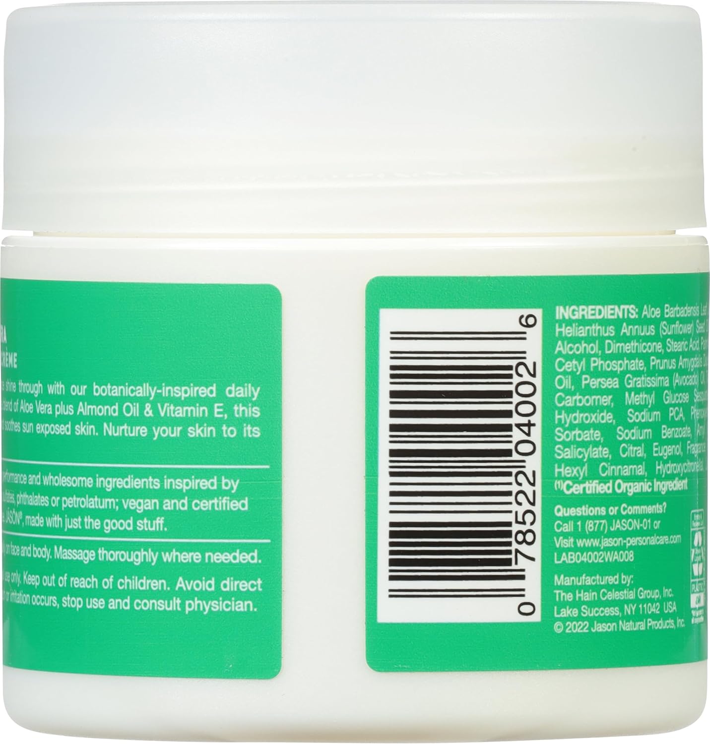 Jason Soothing 89% Aloe Vera Moisturizing Creme 4 Oz