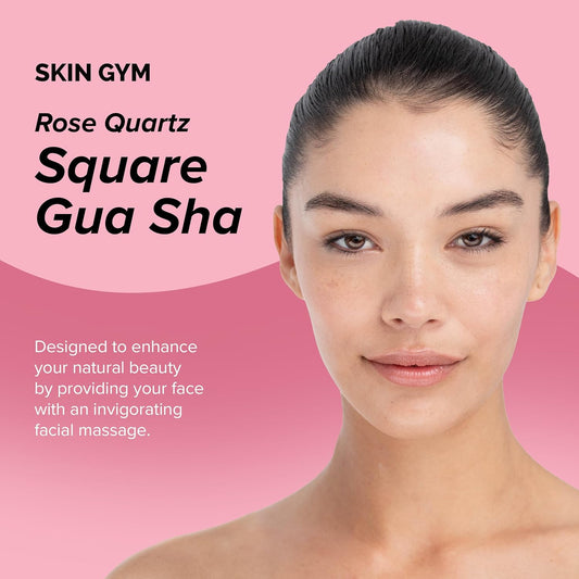 Skin Gym Rose Quartz Square Gua Sha Face Massager For Smooth Skin & Enhanced Glow, Revitalizing, Face Lifting Skin Care Tool