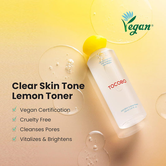 Tocobo Aha Bha Lemon Facial Toner 5.07 Fl Oz / 150 Ml | Vitamin C And Lemon Extract, Aha, Bha, Calming And Soothing Moisturizer | Natural Ingredients, Vegan Toner, Cruelty Free