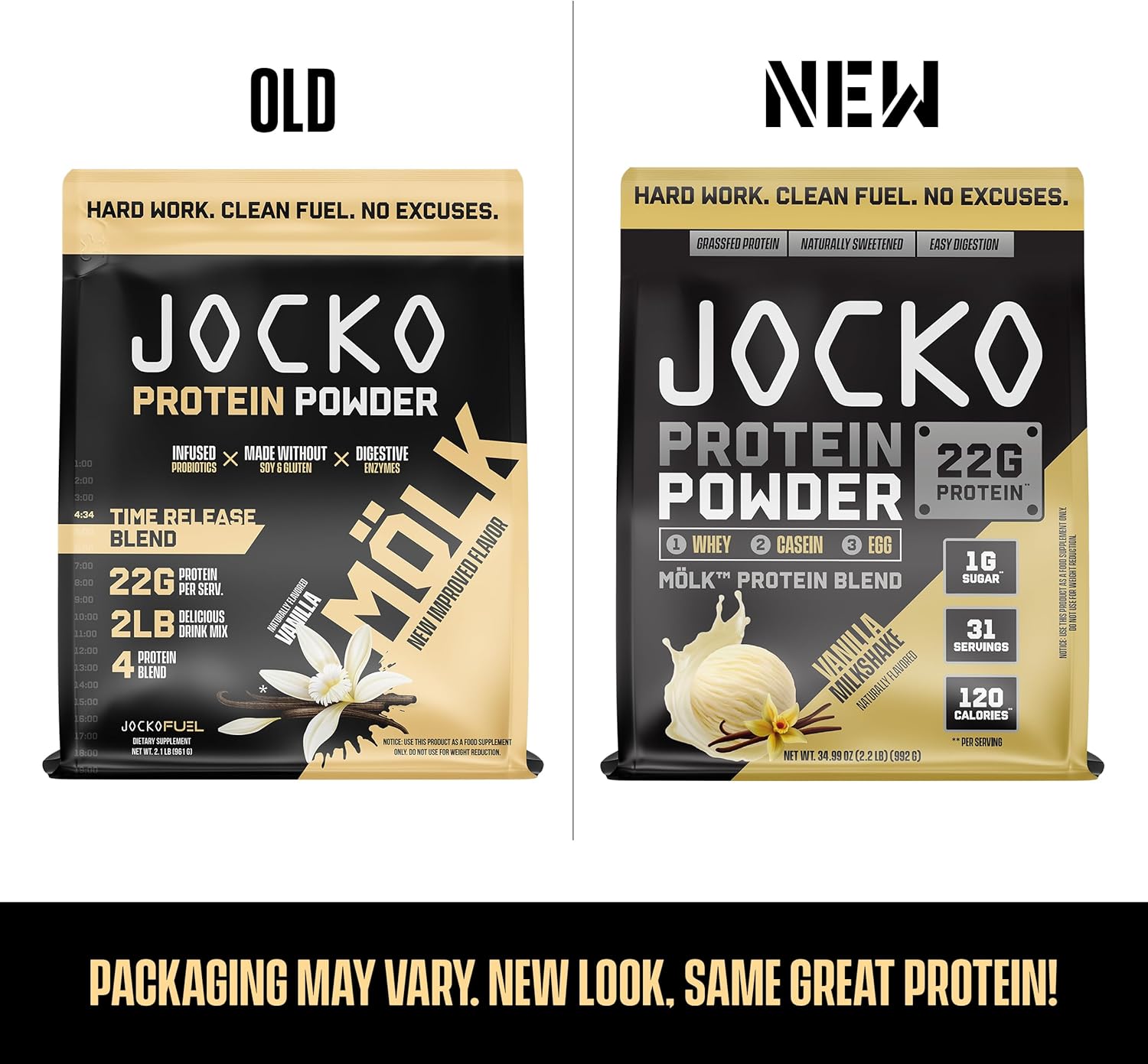 Jocko Mölk Whey Protein Powder 22g Sugar Free Monk Fruit Blend - Muscle Recovery & Growth, Packaging May Vary (31 Servings, Vanilla Milkshake) : Health & Household