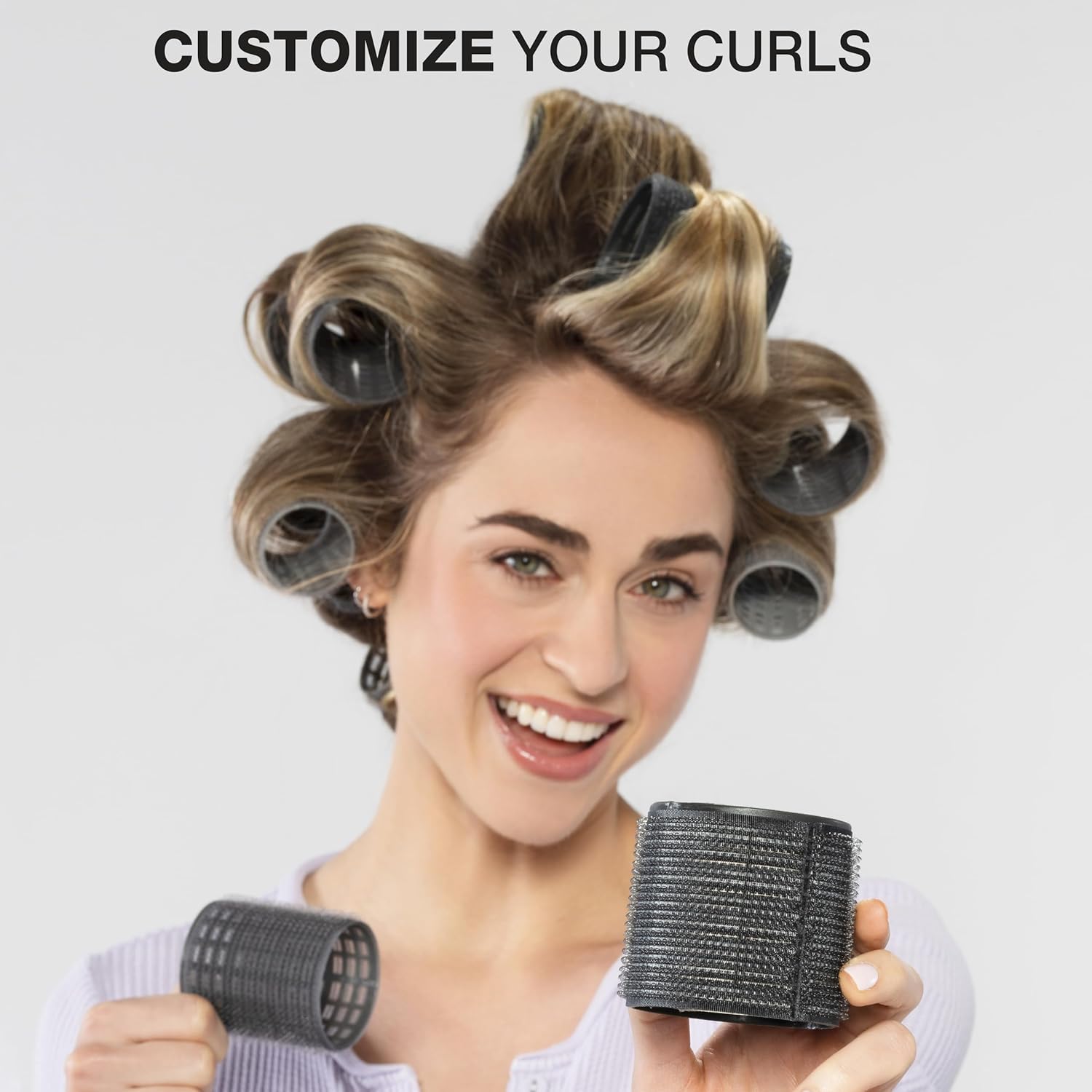 Conair Heatless Curlers 31 Count - Heatless Curls Overnight, Assorted Sizes - Self Grip Hair Rollers - Hair Styling Tools - Black & Gray - W/Storage Case : Beauty & Personal Care