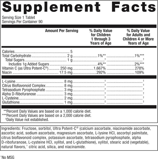 Metagenics Ultra Potent Vitamin C Chewable - For Immune & Antioxidant Support* - With L-Cysteine & L-Lysine - Chewable Vit C - Natural Orange Blast Flavor - Bioflavonoids Supplements - 90 Tablets