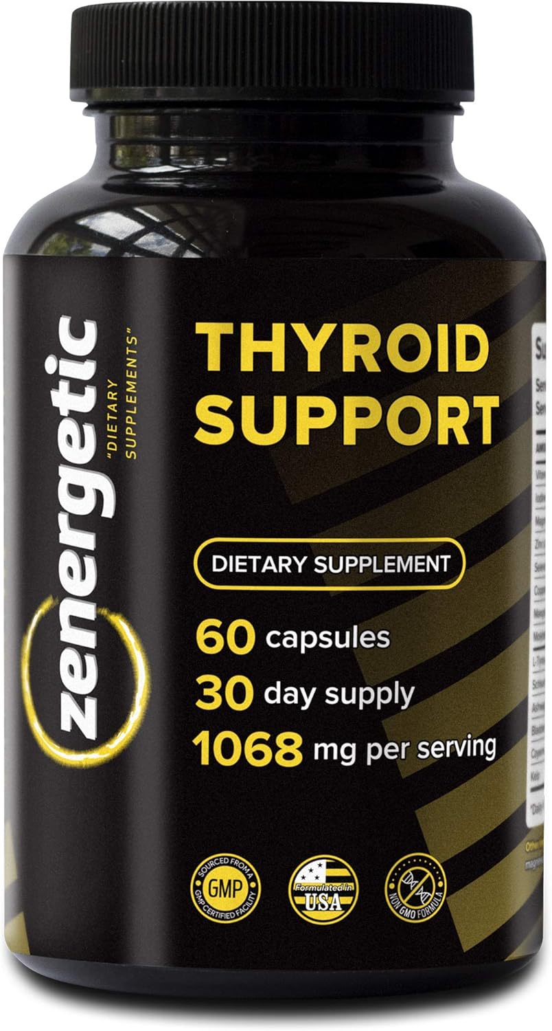 Thyroid Support Supplement With L Tyrosine & Iodine ¦ Focus, Clarity, Energy & Metabolism ¦ Ashwagandha, Vitamin B-12, Magnesium, Schisandra ¦ Hormonal Balance For Women & Men ¦ Non Gmo