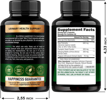Saw Palmetto For Men 640Mg - Pumpkin Seed | Nettle | Zinc & Pygeum - Prostate Health & Urinary Supplement - Dht Blocking & Hair Support - 45% Fatty Acids, Clinical Strength - Made In Usa, 120 Capsules