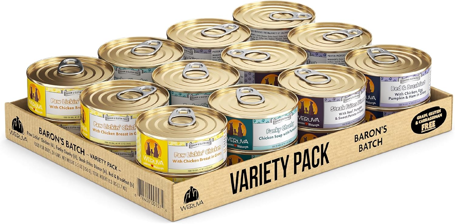 Weruva Classic Dog Food, Variety Pack, Baron'S Batch, Wet Dog Food, 5.5Oz Cans (Pack Of 24)