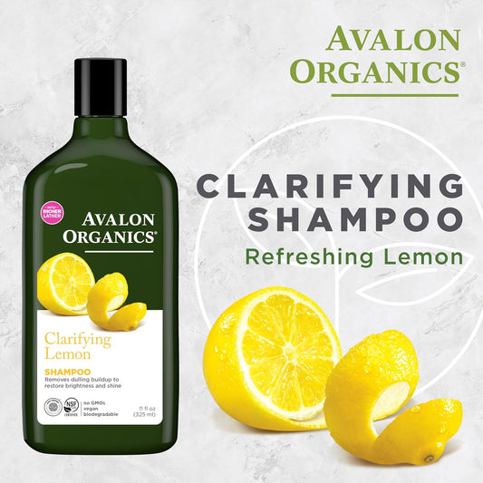 Avalon Organics Clarifying Lemon Shampoo, Removes Buildup To Restore Brightness And Shine, 11 Fluid Ounces