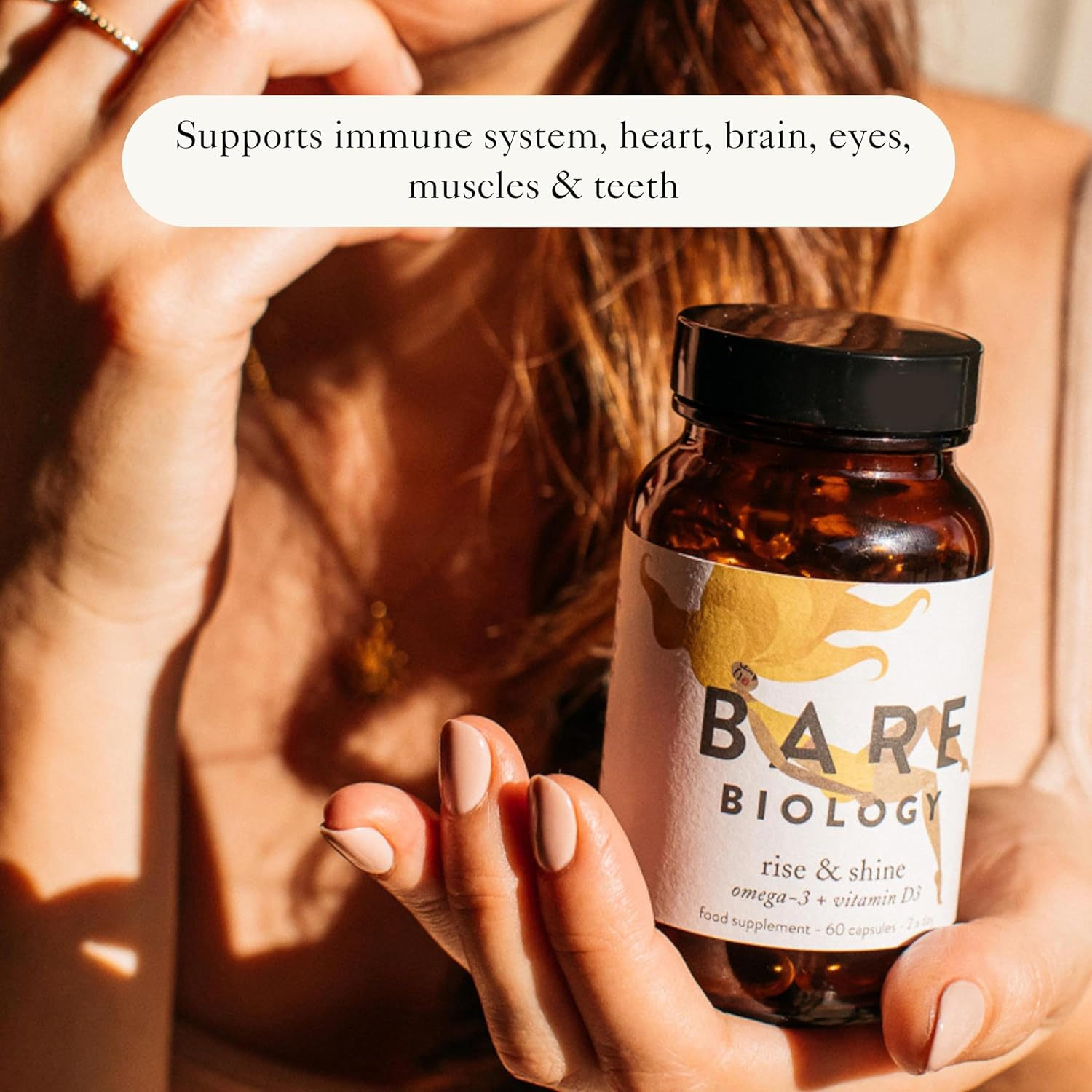 Bare Biology Omega 3 + Vitamin D3 - Rise & Shine Capsules (30 Servings) Pure Fish Oil EPA 755mg DHA 377mg Plus High Strength D3 Vitamin 1000IU, Immune System Booster : Amazon.co.uk: Health & Personal Care