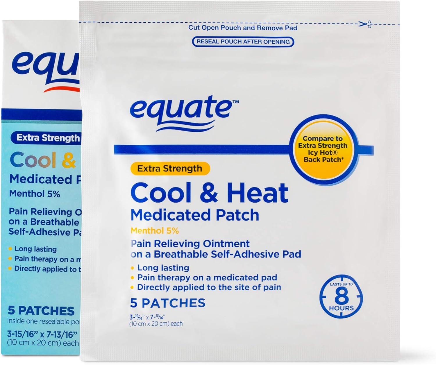 Equate Extra Strength Cool & Heat Medicated Patch, 5 Ct (10 ct)