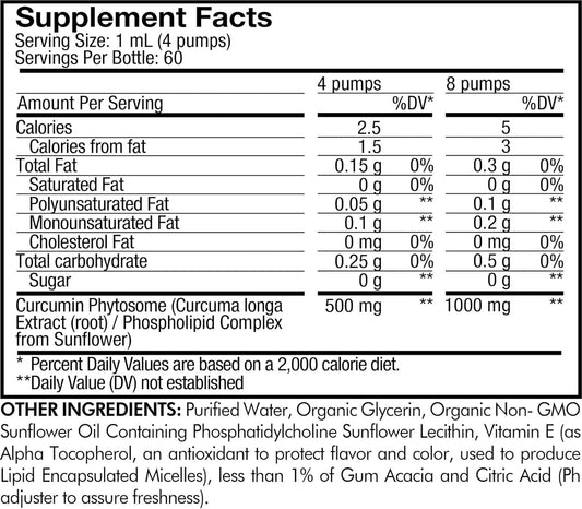 Codeage Liposomal Curcumin Phytosome Liquid Supplement, Turmeric Curcumin Vegan Liquid Drops, Plant-Based Curcuma Longa Dropper, Curcumina, Sunflower Phospholipid, Sugar-Free, Citrus Flavor, 2 Fl Oz