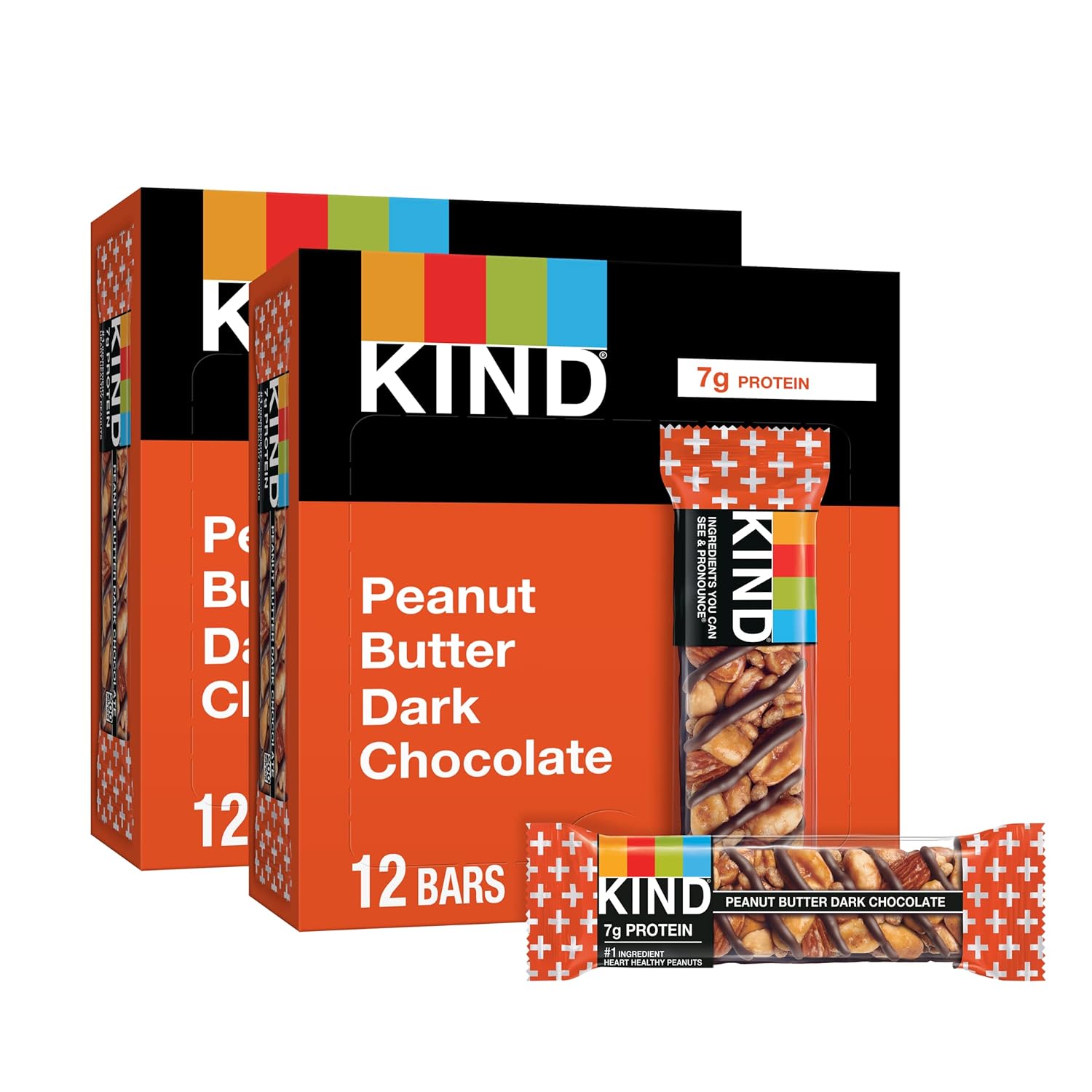 Kind Bars, Peanut Butter Dark Chocolate, Healthy Snacks, Gluten Free, 24 Count