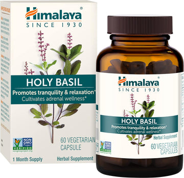 Himalaya Holy Basil Tulsi Herbal Supplement, Stress Relief, Relaxation, Occasional Sleeplessness, Promotes Calm, Energy Support, Ayurvedic, Non-Gmo, Vegan, 720 Mg, 60 Capsules, 30 Day Supply