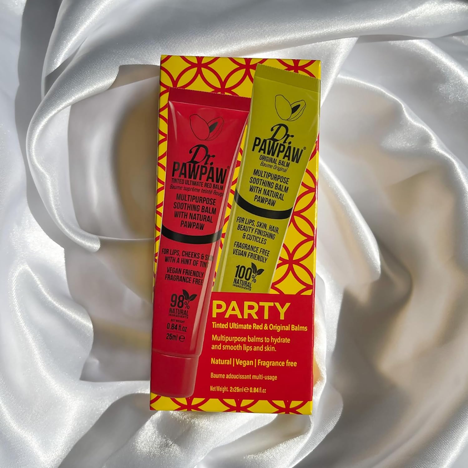 Dr. Pawpaw Party Set - Multipurpose, Soothing And Tinted, Hydrating Lip Balm Giftset - Ultimate Red And Original Balm - Gluten Free - 2 Pc : Beauty & Personal Care