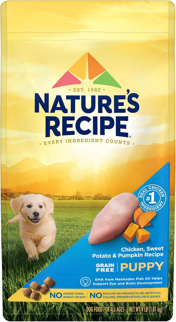 NatureS Recipe Grain Free Puppy Chicken, Sweet Potato & Pumpkin Recipe Dry Dog Food, 4 Lb. Bag