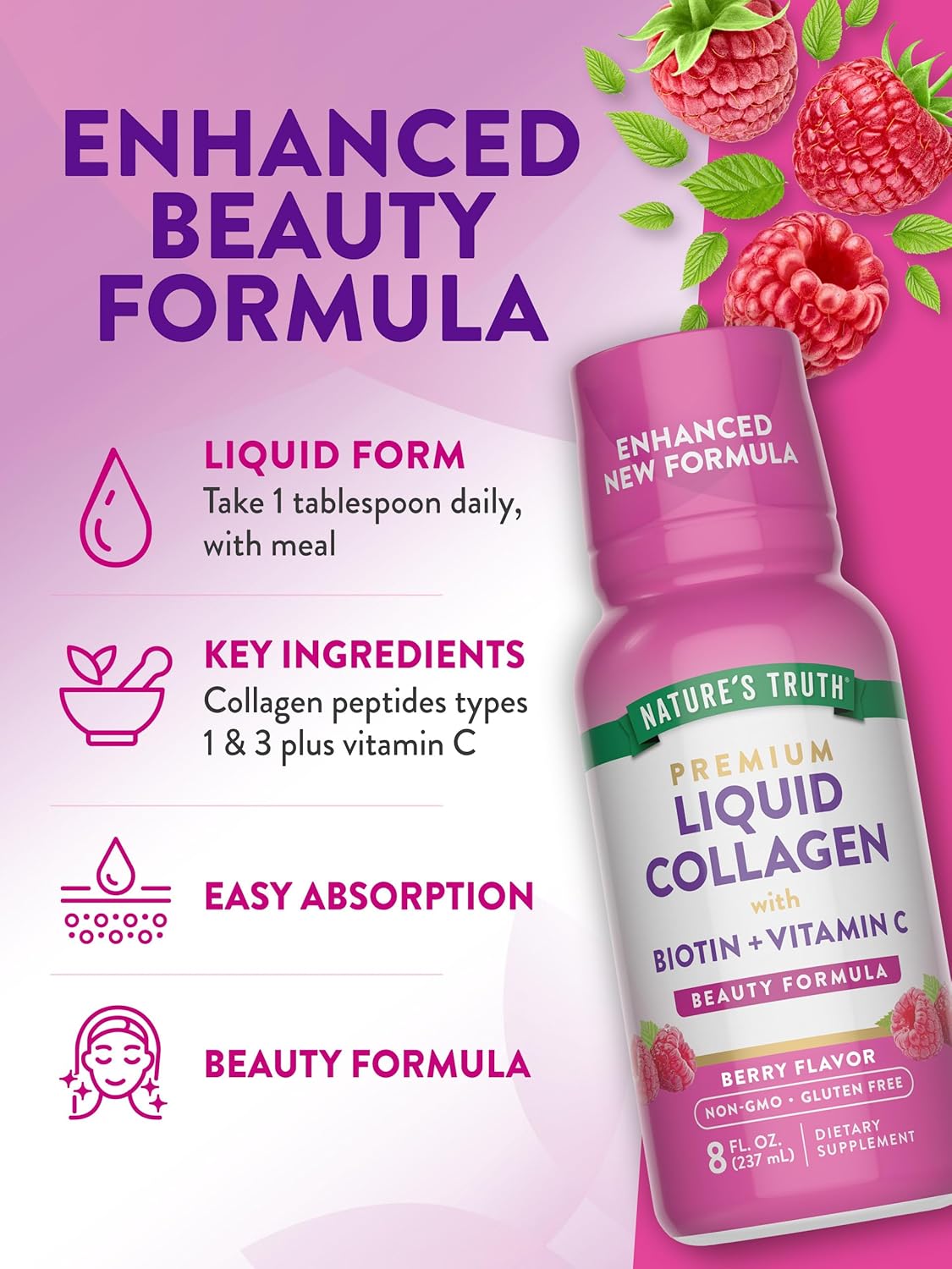 Nature's Truth Liquid Collagen | Berry Flavor | 8 oz | Non-GMO and Gluten Free Supplement : Health & Household