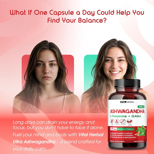 Ashwagandha Complex With L-Theanine, Turmeric, Rhodiola & St. John’S Wort – Herbal Blend For Daily Wellness – 240 Capsules
