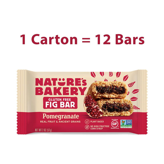 Nature'S Bakery Gluten Free Fig Bars, Pomegranate, 1- 12 Count Box Of 2 Oz Twin Packs (12 Packs), Vegan Snacks, Non-Gmo