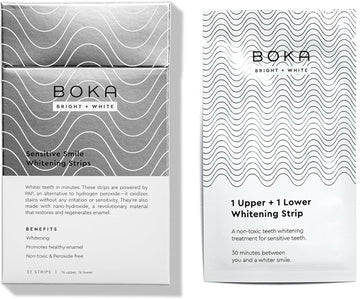 Boka New Teeth Whitening Strips For Adults - 32 White Strips (16 Treatments) - Nano Hydroxyapatite & Pap For Sensitive Teeth - Enamel Safe & Peroxide Free For Coffee, Wine, Tobacco, & Other Stains