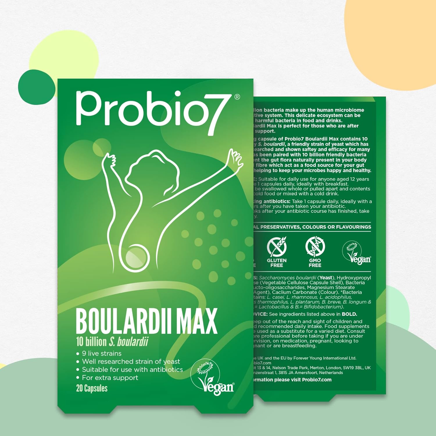 Probio7 Boulardii Max | High Strength Saccharomyces Boulardii | 10 Billion Cfu | | 9 Live Strains | Friendly Yeast And Bacteria In One Capsule | Vegan (20 Capsules)
