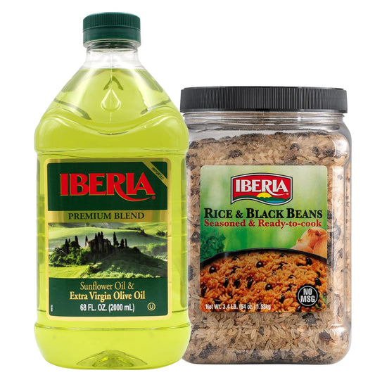 Iberia Sunflower And Extra Virgin Oil Blend, 2L + Iberia Rice & Black Beans, 3.4Lb