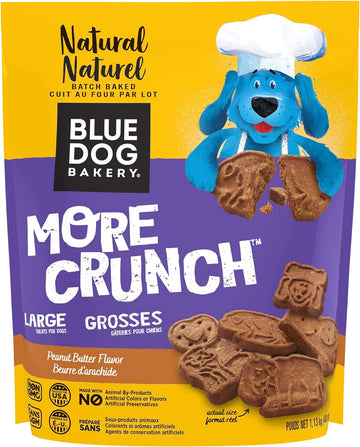 Blue Dog Bakery Natural Dog Treats, More Crunch Large, Peanut Butter, 40Oz Bag, 3 Bags