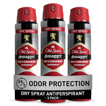 Old Spice Antiperspirant And Deodorant For Men, Invisible Dry Spray, Stronger Swagger Scent, 4.3 Oz, Pack Of 3