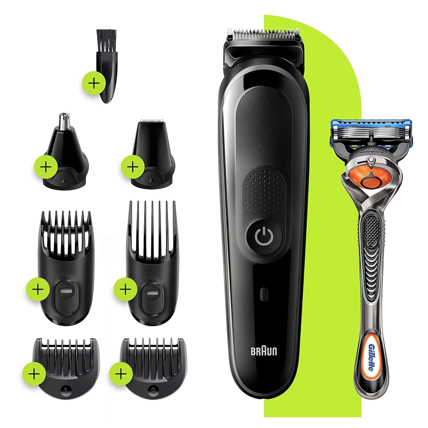 Braun Hair Clippers for Men, 7-in-1 Beard, Ear & Nose Trimmer, Mens Grooming Kit, Cordless & Rechargeable, with Gillette ProGlide Razor, Blue, 9 Piece Set : Beauty & Personal Care