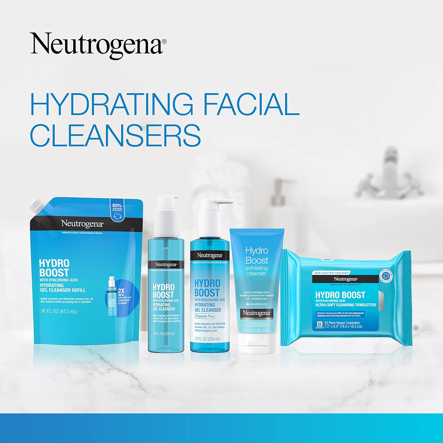 Neutrogena Hydro Boost Lightweight Hydrating Facial Cleansing Gel, Gentle Face Wash & Makeup Remover with Hyaluronic Acid, Hypoallergenic & Non Comedogenic, 6 oz, Pack of 3 : Beauty & Personal Care