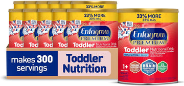 Enfagrow Premium Toddler Nutritional Drink, Made With Real Milk, Brain-Building Omega-3 Dha, Nutrients And Prebiotics For Growth & Immune Support, Non-Gmo, Toddler Milk Powder, 32 Oz Can, Pack Of 12