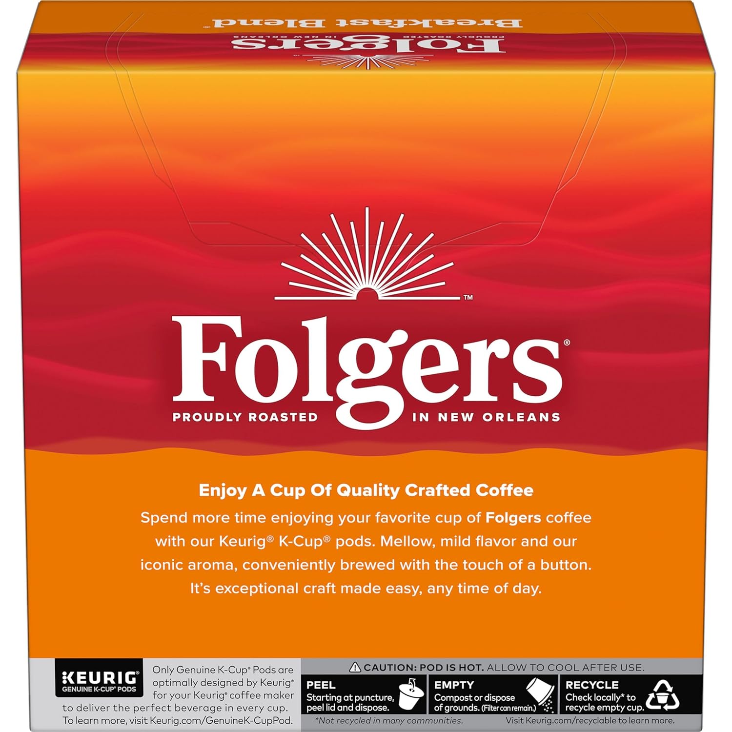 Folgers Breakfast Blend Mild Roast Coffee, 128 Keurig K-Cup Pods : Everything Else