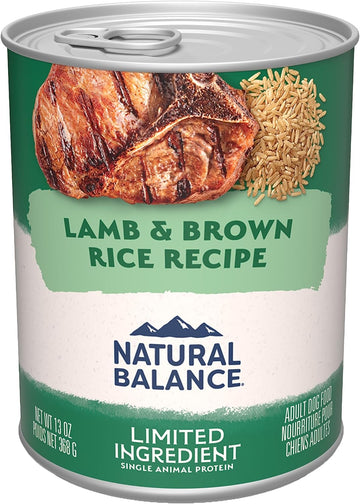 Natural Balance Limited Ingredient Adult Wet Canned Dog Food With Healthy Grains, Lamb & Brown Rice Recipe, 13 Ounce (Pack Of 12)