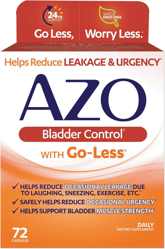 Azo Bladder Control Go-Less With Yeast Infection & Vaginal Symptom Relief Tablets Bundle | 72 Capsules & 60 Count